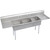 Elkay Dependabilt Stainless Steel 124" x 29-13/16" x 43-3/4" 18 Gauge Three Compartment Sink w/ 24" Left and Right Drainboards & Stainless Steel Legs - E3C24X24-2-24X