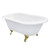 Kingston Brass Aqua Eden VCT3D663019NT7 66-Inch Cast Iron Roll Top Clawfoot Tub with 3-3/8 Inch Wall Drillings, White/- Brushed Brass