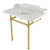 Kingston Brass LMS36MB7 Pemberton 36" Carrara Marble Console Sink with Brass Legs, Marble White/- Brushed Brass
