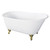 Kingston Brass Aqua Eden VCTND5728NT7 57-Inch Cast Iron Slipper Clawfoot Tub without Faucet Drillings, White/- Brushed Brass