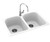 Swanstone 22" x 33" Undermount Or Drop-In Double Bowl Sink in White - KS02233LB.010