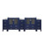 Lexora LVV108D36E600 Volez 108 inch W Navy Blue Double Sink Vanity Cabinet with Side Cabinets, and White Ceramic Top