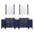 Lexora Volez 108 inch W Navy Blue Double Sink Vanity Cabinet with Side Cabinets, White Ceramic Top, and 34 in Mirrors