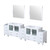 Lexora Volez 108 inch W White Double Sink Vanity Cabinet with Side Cabinets, White Ceramic Top, and 34 in Mirrors