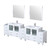 Lexora Volez 108 inch W White Double Sink Vanity Cabinet with Side Cabinets, White Ceramic Top, 34 in Mirrors, and Faucet Set