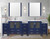 Lexora Volez 108 inch W Navy Blue Double Sink Vanity Cabinet with Side Cabinets, White Ceramic Top, 34 in Mirrors, and Faucet Set