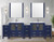 Lexora LVV108D36E611 Volez 108 inch W Navy Blue Double Sink Vanity Cabinet with Side Cabinets, White Ceramic Top, 34 in Mirrors, and Faucet Set