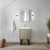 Lexora Lancy 24 inch W x 20 in D Rustic Acacia Bath Vanity Cabinet, White Quartz Top and Brushed Nickel Faucet Set