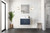 Lexora Geneva 30 in. W Navy Blue Wall Mount Bath Vanity Cabinet, White Quartz Top, and Faucet Set