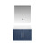 Lexora LVG30SE210 Geneva 30 in. W Navy Blue Wall Mount Bath Vanity Cabinet, White Quartz Top, and 30 in. LED Mirror