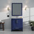 Lexora Jacques 30 in. W Navy Blue Bath Vanity Cabinet and Carrara Marble Top