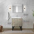Lexora LLC30SKSOSM28FBN Lancy 30 inch W x 20 in D Rustic Acacia Bath Vanity Cabinet, White Quartz Top, Brushed Nickel Faucet Set and 28 in Mirror