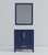 Lexora Jacques 30 in. W Navy Blue Bath Vanity Cabinet, White Quartz Top, and 28 in. Mirror