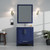 Lexora LJ342230SEWQM28 Jacques 30 in. W Navy Blue Bath Vanity Cabinet, White Quartz Top, and 28 in. Mirror