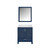 Lexora Jacques 30 in. W Navy Blue Bath Vanity Cabinet, Cultured Marble Top, and 28 in. Mirror