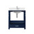 Lexora Jacques 30 in. W Navy Blue Bath Vanity Cabinet, White Quartz Top, and Faucet Set