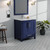 Lexora LJ342230SEDSM28 Jacques 30 in. W Navy Blue Bath Vanity Cabinet, Carrara Marble Top, and 28 in. Mirror