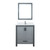 Lexora LVZV30SB211 Ziva 30 inch W Dark Grey Bath Vanity Cabinet, White Quartz Top, Faucet Set and 28 in Mirror