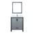 Lexora Ziva 30 inch W Dark Grey Bath Vanity Cabinet, White Quartz Top, Faucet Set and 28 in Mirror