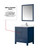 Lexora Jacques 30 in. W Navy Blue Bath Vanity Cabinet, White Quartz Top, Faucet Set, and 28 in. Mirror