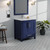 Lexora LJ342230SEWQM28F Jacques 30 in. W Navy Blue Bath Vanity Cabinet, White Quartz Top, Faucet Set, and 28 in. Mirror
