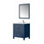 Lexora  LVJ30SE311 Jacques 30 in. W x 22 in. D Navy Blue Bath Vanity, Cultured Marble Top, Faucet Set, and 28 in. Mirror