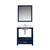 Lexora Jacques 30 in. W Navy Blue Bath Vanity Cabinet, Cultured Marble Top, Faucet Set, and 28 in. Mirror