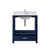 Lexora LVJ30SE101 Jacques 30 in. W Navy Blue Bath Vanity Cabinet, Carrara Marble Top, and Faucet Set