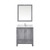 Lexora Jacques 30 in. W Distressed Grey Bath Vanity Cabinet, Cultured Marble Top, Faucet Set, and 28 in. Mirror
