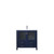 Lexora LVV36SE601 Volez 36 inch W Navy Blue Bath Vanity Cabinet, White Ceramic Top, and Faucet Set