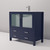 Lexora LVV36SE601 Volez 36 inch W Navy Blue Bath Vanity Cabinet, White Ceramic Top, and Faucet Set