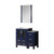 Lexora  LV341836SEESM22 Volez 36 in W x 18.25 in D Navy Blue Bath Vanity with Side Cabinet and 22 in Mirror