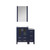 Lexora  LV341836SEESM22 Volez 36 in W x 18.25 in D Navy Blue Bath Vanity with Side Cabinet and 22 in Mirror