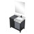 Lexora LZ342236SLISM30FCM Zilara 36 inch W Black and Grey Bath Vanity Cabinet, Castle Grey Marble Top, Matte Black Faucet Set and 30 in Mirror