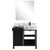 Lexora LZ342236SLISM30FCM Zilara 36 inch W Black and Grey Bath Vanity Cabinet, Castle Grey Marble Top, Matte Black Faucet Set and 30 in Mirror