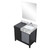 Lexora Zilara 36 inch W Black and Grey Bath Vanity Cabinet, Castle Grey Marble Top, Chrome Faucet Set and 30 in Mirror