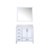Lexora LVJ36SA310R Jacques 36 in. W Right Offset White Bath Vanity Cabinet, Cultured Marble Top, and 34 in. Mirror