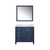 Lexora LVJ36SE310R Jacques 36 in. W Right Offset Navy Blue Bath Vanity Cabinet, Cultured Marble Top, and 34 in. Mirror