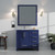 Lexora LVJ36SE310L Jacques 36 in. W Left Offset Navy Blue Bath Vanity Cabinet, Cultured Marble Top, and 34 in. Mirror