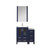 Lexora Volez 36 inch W Navy Blue Bath Vanity Cabinet with Side Cabinet, Faucet Set, and 22 in Mirror