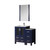 Lexora LV341836SEESM22F Volez 36 inch W Navy Blue Bath Vanity Cabinet with Side Cabinet, Faucet Set, and 22 in Mirror
