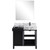 Lexora LZ342236SLISM30FBG Zilara 36 inch W Black and Grey Bath Vanity Cabinet, Castle Grey Marble Top, Gun Metal Faucet Set and 30 in Mirror