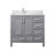 Lexora Jacques 36 in. W Left Offset Distressed Grey Bath Vanity Cabinet, White Quartz Top, and Faucet Set