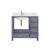 Lexora Jacques 36 in. W Left Offset Dark Grey Bath Vanity Cabinet, Cultured Marble Top, and Faucet Set