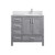 Lexora LVJ36SD201R Jacques 36 in. W Right Offset Distressed Grey Bath Vanity Cabinet, White Quartz Top, and Faucet Set