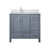 Lexora LVJ36SB201L Jacques 36 in. W Left Offset Dark Grey Bath Vanity Cabinet, White Quartz Top, and Faucet Set