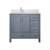 Lexora Jacques 36 in. W Left Offset Dark Grey Bath Vanity Cabinet, White Quartz Top, and Faucet Set