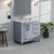Lexora LVJ36SB201L Jacques 36 in. W Left Offset Dark Grey Bath Vanity Cabinet, White Quartz Top, and Faucet Set