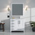 Lexora Jacques 36 in. W Right Offset White Bath Vanity Cabinet, Cultured Marble Top, and Faucet Set