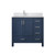 Lexora Jacques 36 in. W Left Offset Navy Blue Bath Vanity Cabinet, White Quartz Top, and Faucet Set
